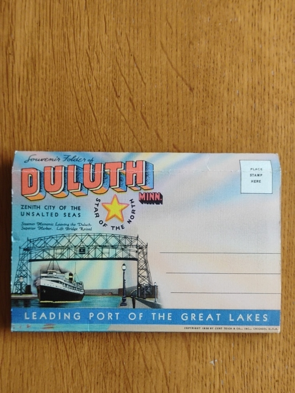 Greetings from Duluth Minn. Souvenir Postcard Folder Copyright 1938 Vtg Ephemera